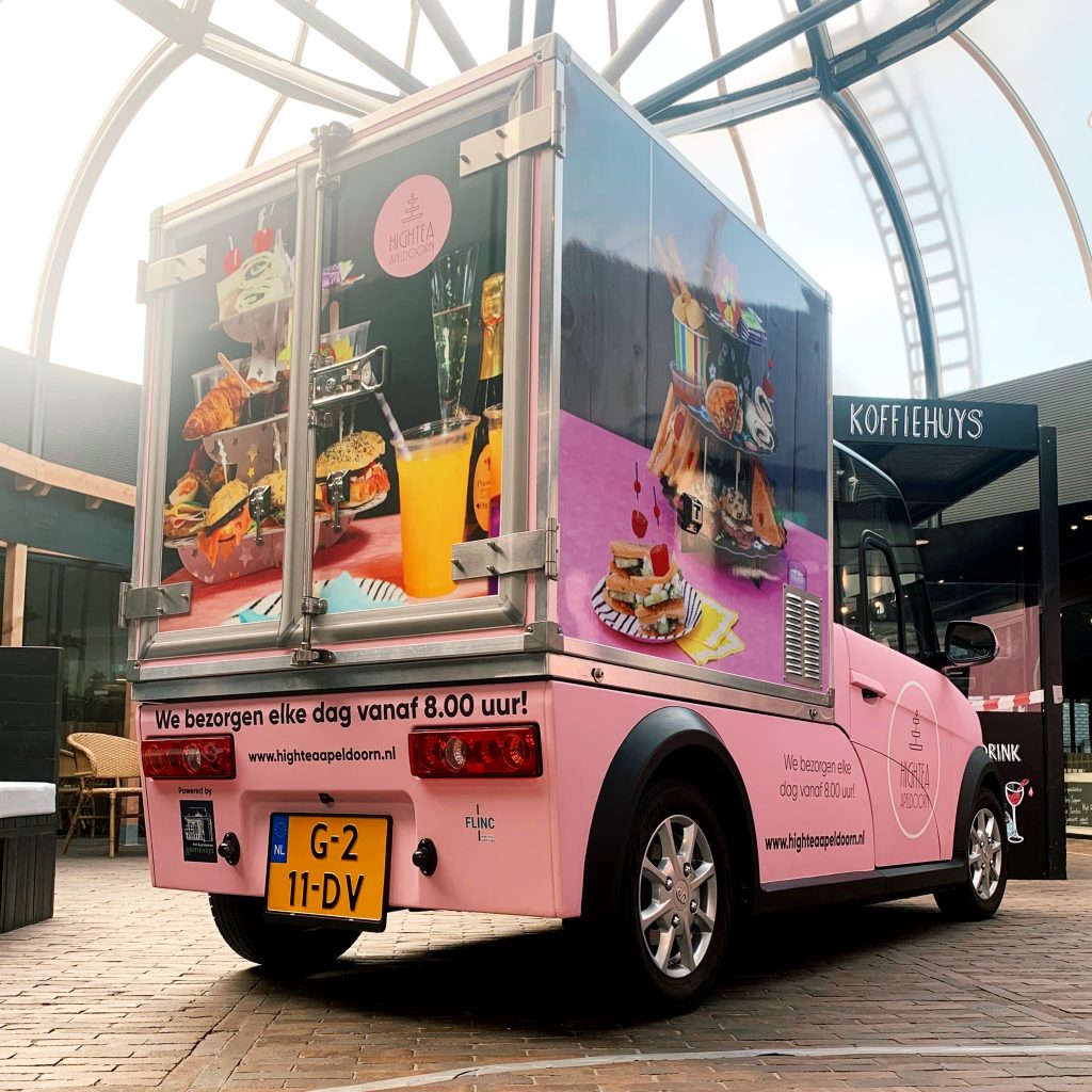 High Tea Apeldoorn's koffiehuys Flinc-EV elektrische bestelwagen